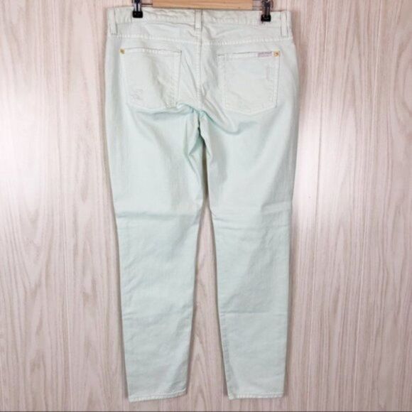 7 For All Mankind | Distressed Mint Colored Slim Cigarette Jeans Size 31 - Picture 2 of 7